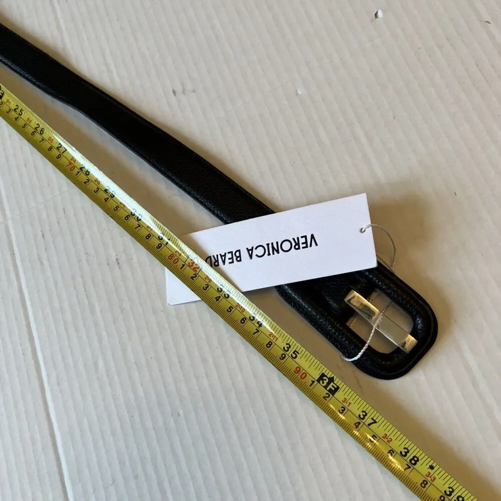 Veronica Beard/GAVAZZENI Leather Belt 75/XXS Lavanda Black Made in Italy NWT